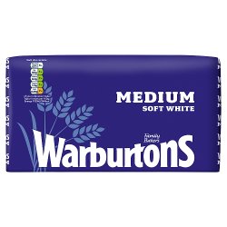 Warburtons Medium Sliced Soft White Bread 800g