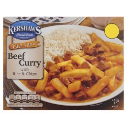 Kershaws Chip Shop Beef Curry with Rice & Chips 460g