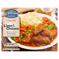 Kershaws Homestyle Liver & Onions with Onion Gravy, Mashed Potato, Carrots & Peas 400g
