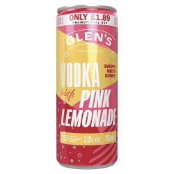Glen's Vodka with Pink Lemonade 250ml