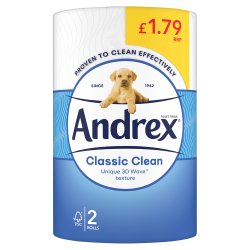 Andrex Classic Clean Toilet Tissue, 2 Rolls PMP £1.79
