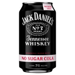 Jack Daniel's Tennessee Whiskey and No Sugar Cola 330 mL
