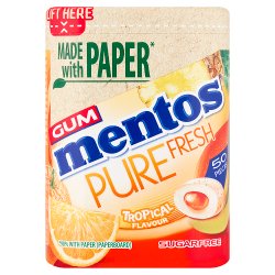 Mentos Gum Pure Fresh Tropical 50 Pieces 100g