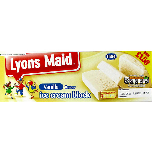 Lyons Maid Vanilla Flavour Ice Cream Block 1 Litre