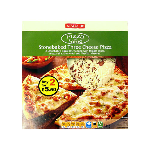 Stateside Food Pizza Al Forno Stonebaked Three Cheese Pizza 331g