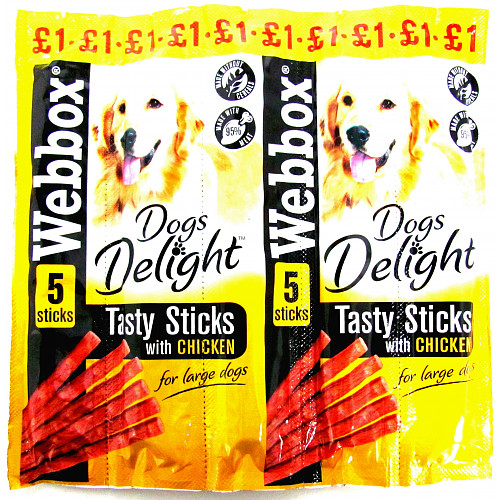 Webbox Dogs Delight Tasty Sticks with Chicken for Large Dogs 5 Sticks 55g