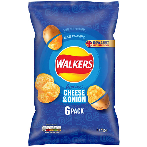 Walkers Cheese & Onion Multipack Crisps 6x25g