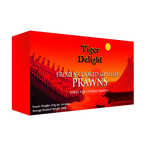Tiger Deligt Cooked Pelled Prawns 30X220g 100/200