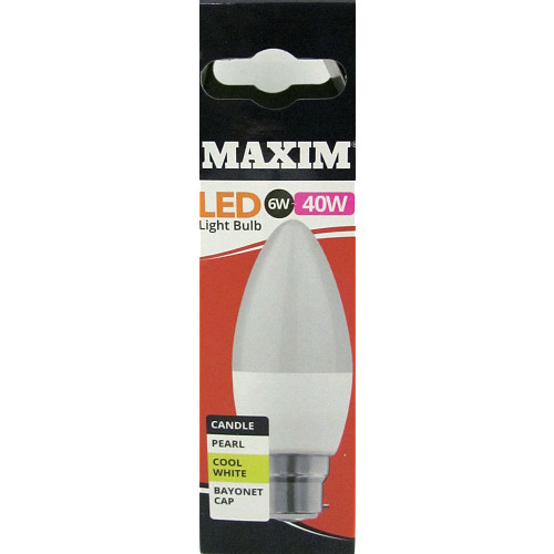 Maxim Led Bc Candle Wht 40W