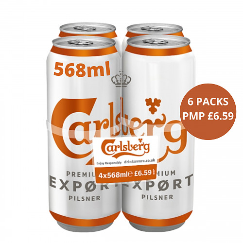 Carlsberg Export Lager Beer 4 x 568ml PM £6.59 Pint Cans