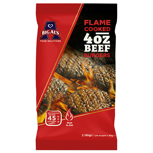Big Al's Flame Cooked 4oz Beef Burgers 2.16kg