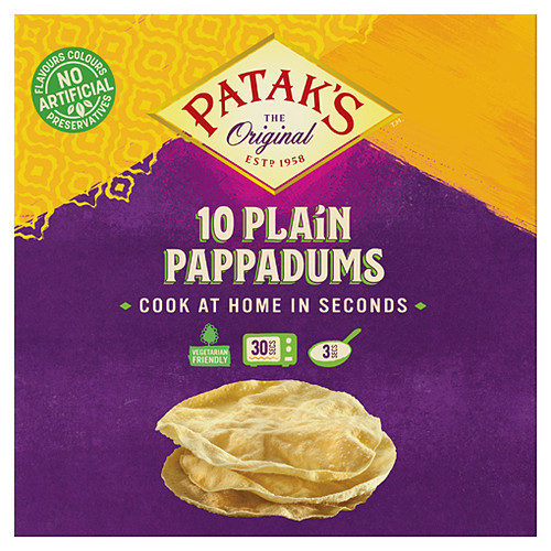 Patak's The Original 10 Cook at Home Pappadums Plain 100g