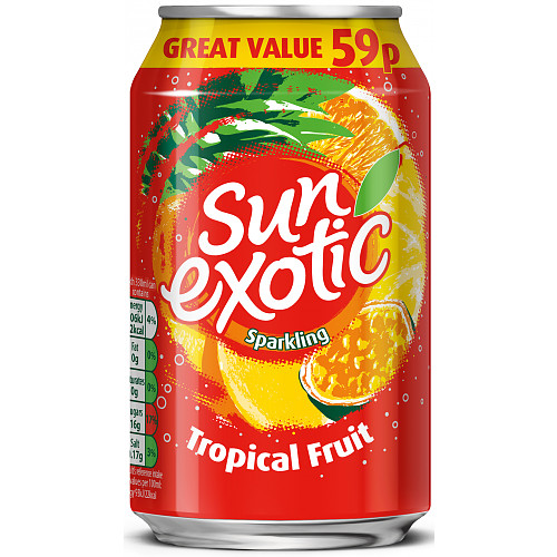 Sun Exotic Sparkling Tropical Fruit 330ml, PMP 59p