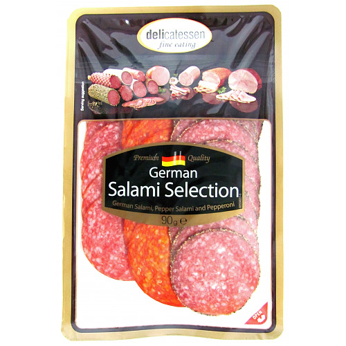Delicatessen Fine Eating German Salami Selection 24 Slices 90g