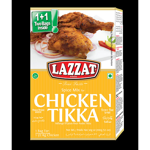 Lazzat Foods True Taste Spice Mix for Chicken Tikka 2 x 50g (100g)