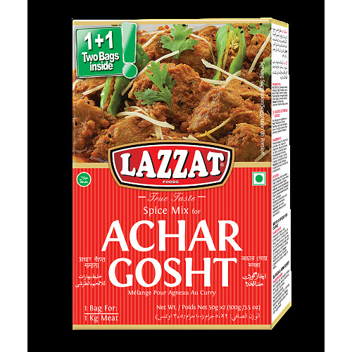 Lazzat Foods True Taste Spice Mix for Achar Gosht 2 x 50g (100g)