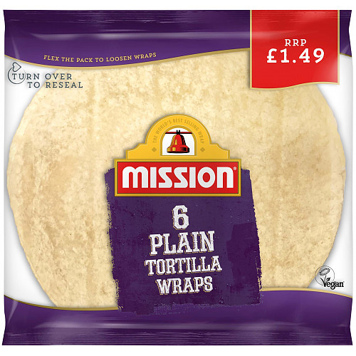 Mission 6 Plain Tortilla Wraps 368g