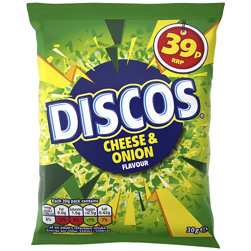 Disco's Cheese & Onion Crisps 30g, 39p PMP