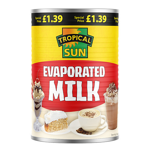 Tropical Sun Evaportaed Milk PM £1.39