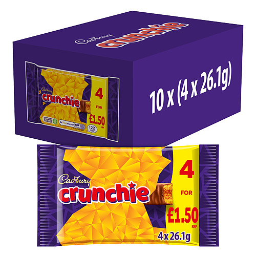  Cadbury Crunchie Chocolate Bar 4 Pack Multipack £1.50 PMP 104.4g
