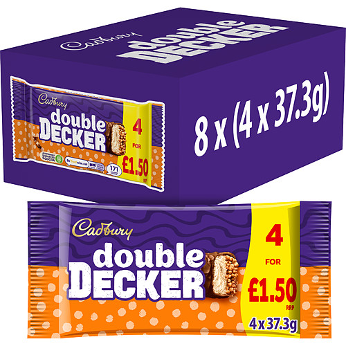 Cadbury Double Decker Chocolate Bar 4 Pack Multipack £1.50 PMP 149.2g
