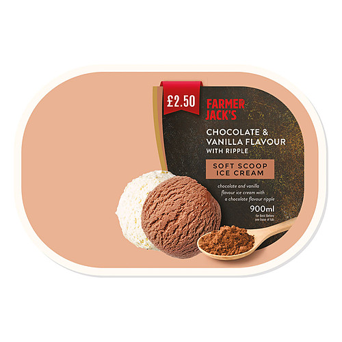 Farmer Jack's Chocolate & Vanilla Flavour with Ripple Soft Scoop Ice Cream 900ml