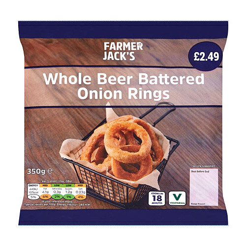 Farmer Jack's Whole Beer Battered Onion Rings 350g