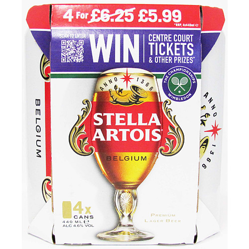 Stella Artois 4 Pack PM £5.99 4.6%