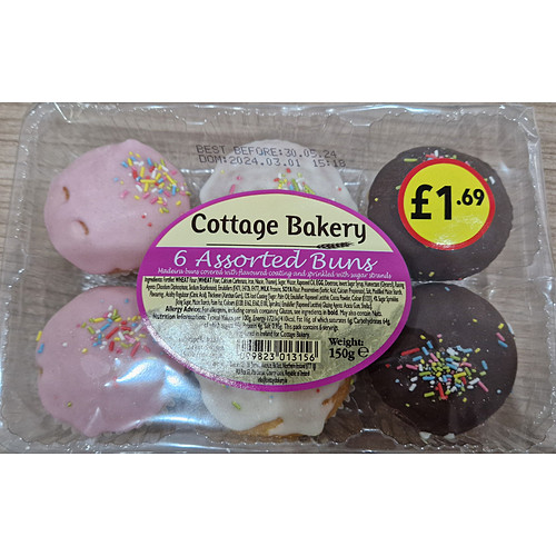Cottage Bakery 6 Assorted Buns 150g